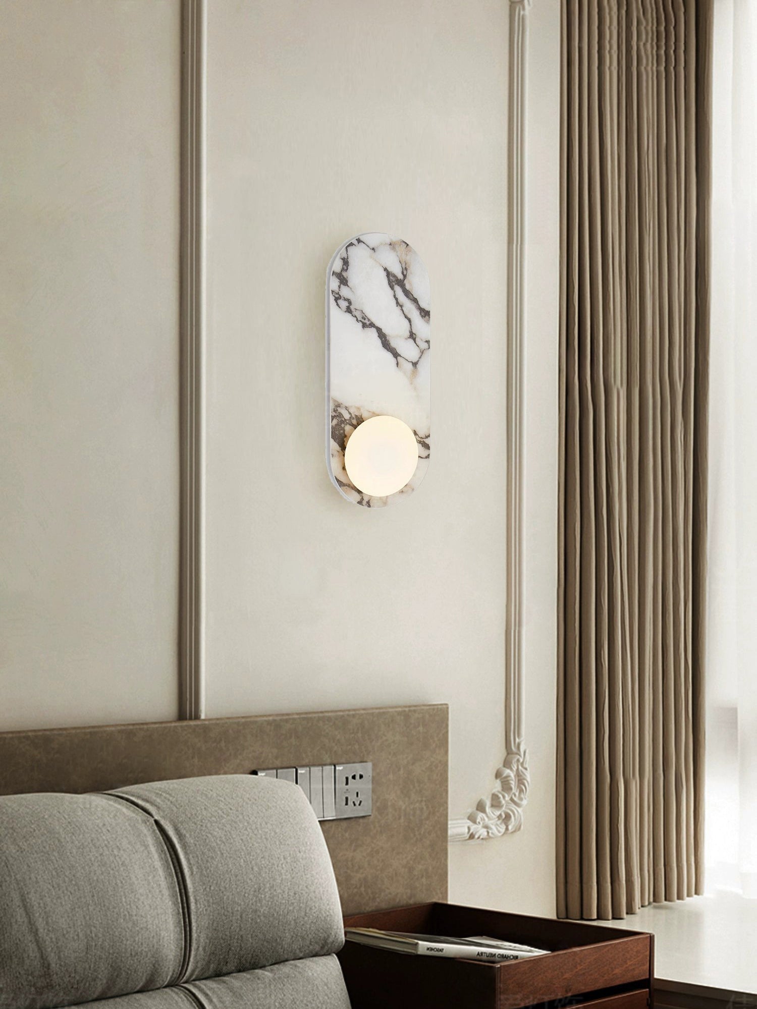 Aria Wandlamp | Marmerlook, Opaalglas, Modern Design