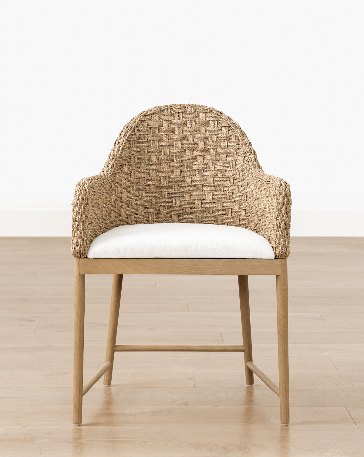 Milo Arm Chair  Solid Oak Base, Woven Back and Arms