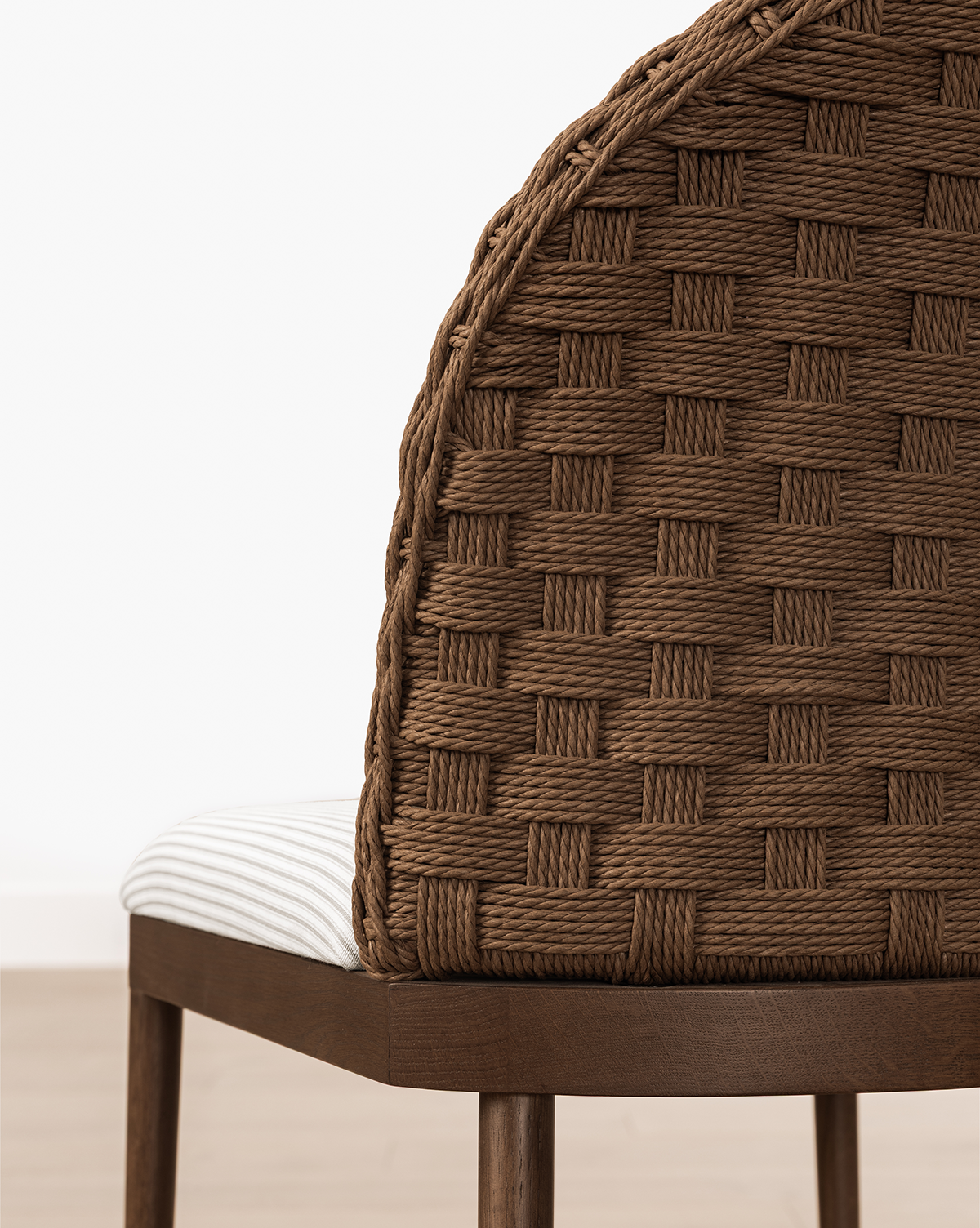 Mira Stool Solid Oak  Woven Back & Brass Detail