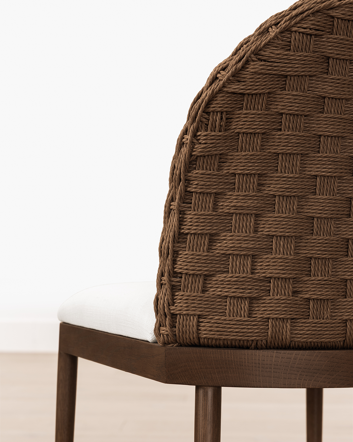 Mira Stool Solid Oak  Woven Back & Brass Detail