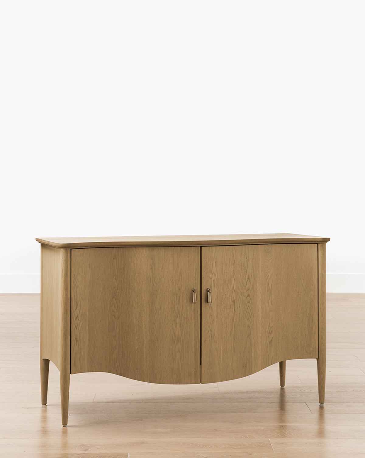 Maven Console Table  White Oak with Curved Design