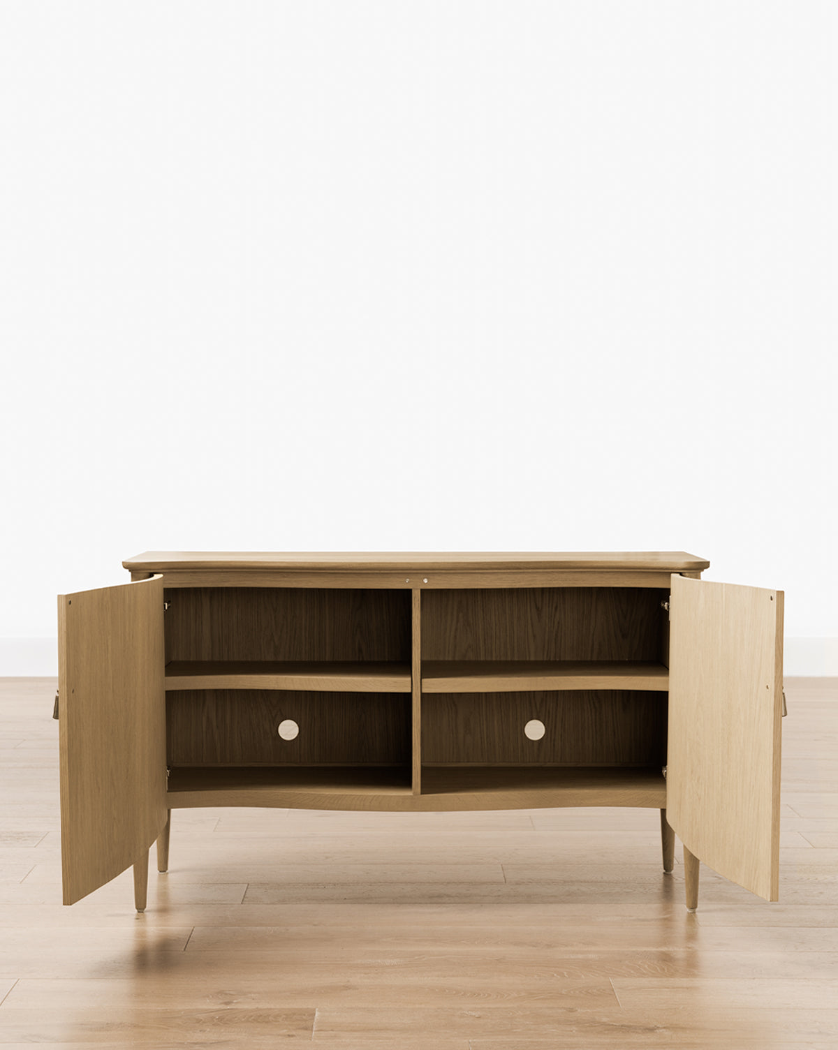 Maven Console Table  White Oak with Curved Design