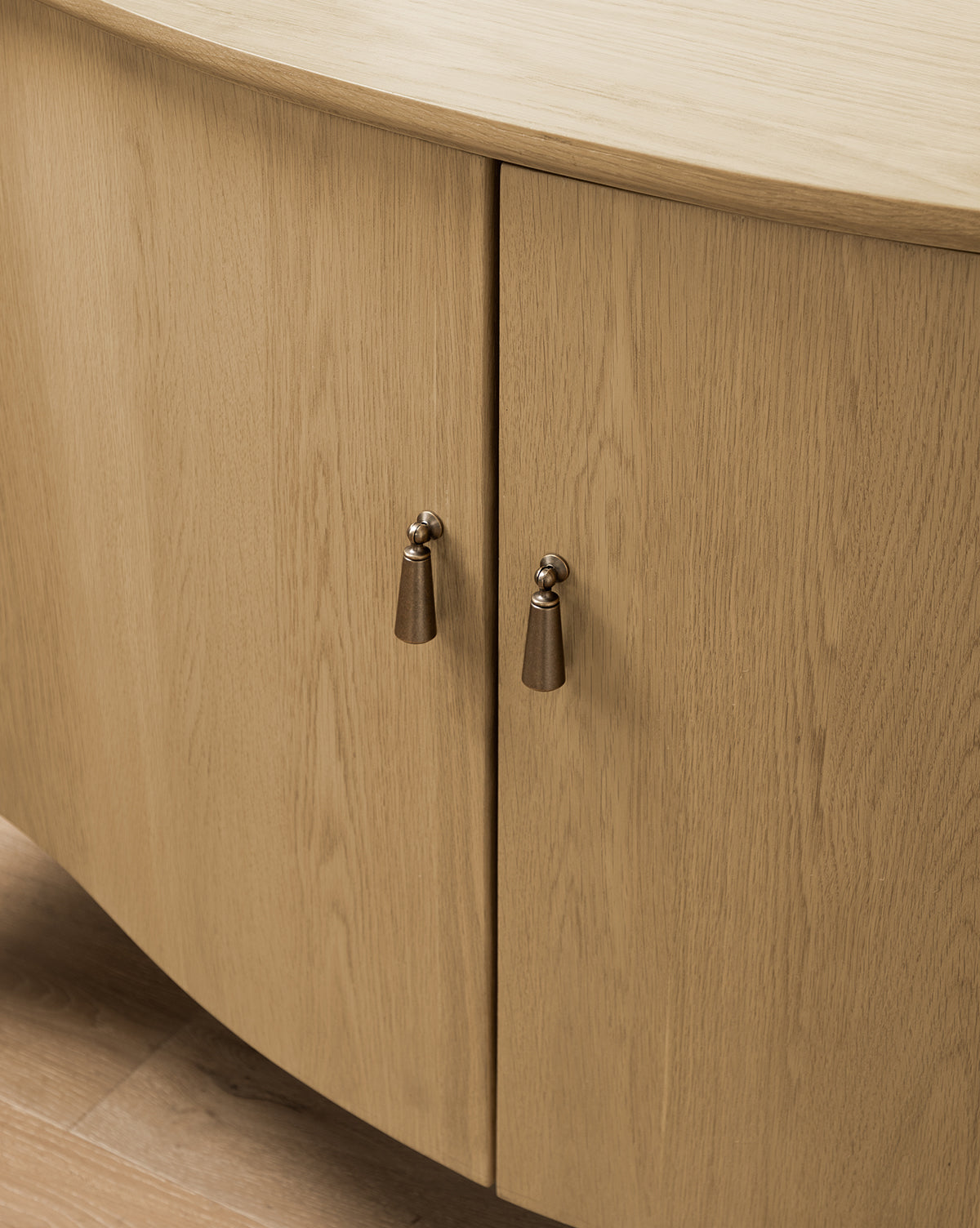 Maven Console Table  White Oak with Curved Design