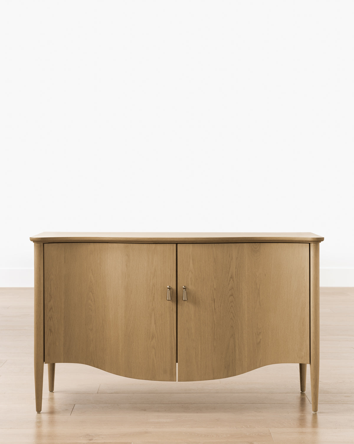 Maven Console Table  White Oak with Curved Design