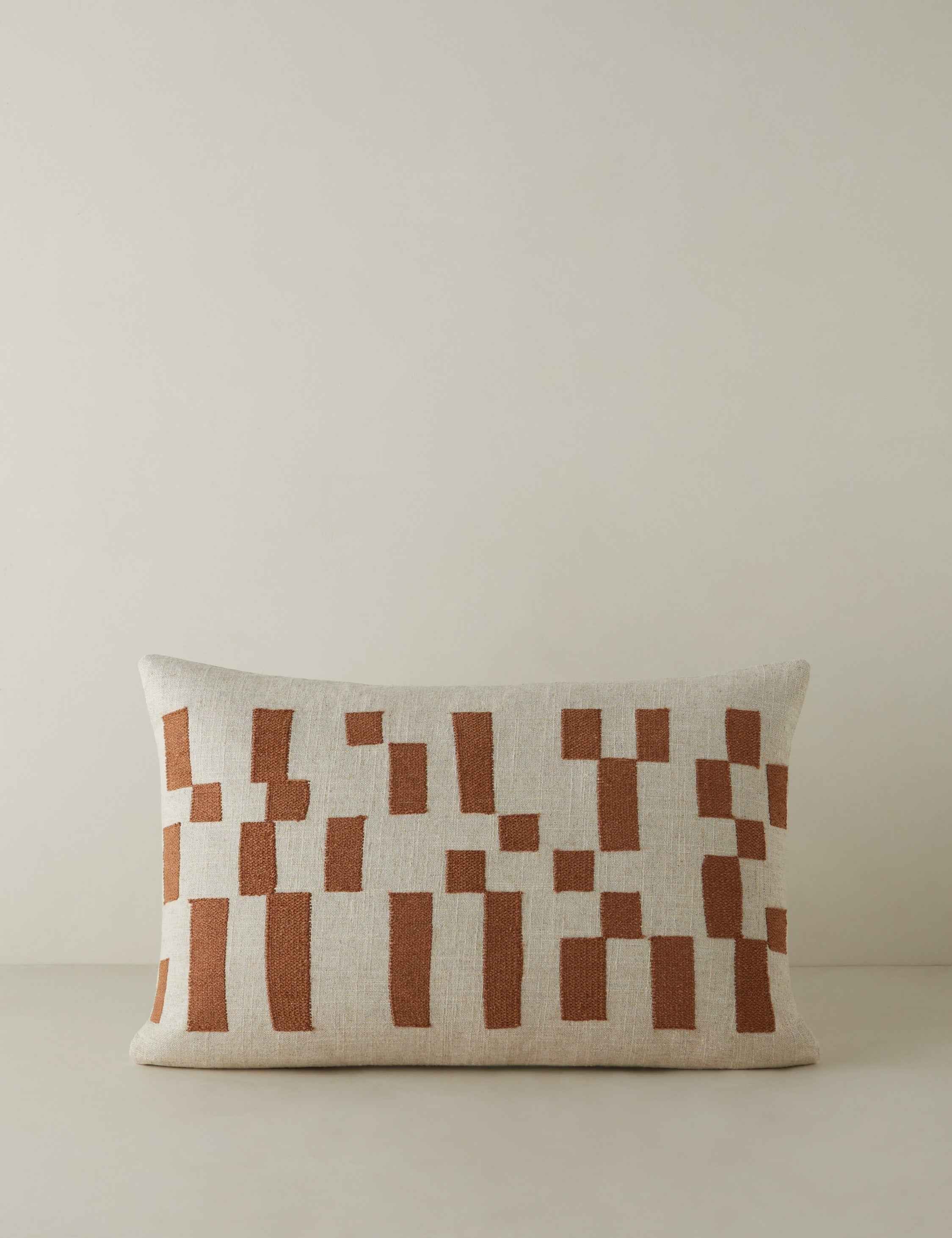Belo Mosaic Embroidered Pillow | Linen, Organic Motif