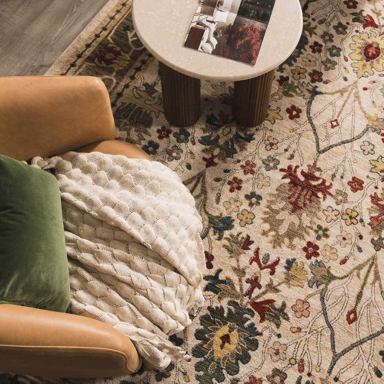 Nexa Oushak Rug  Machine Woven  Medium Pile  White/Brown