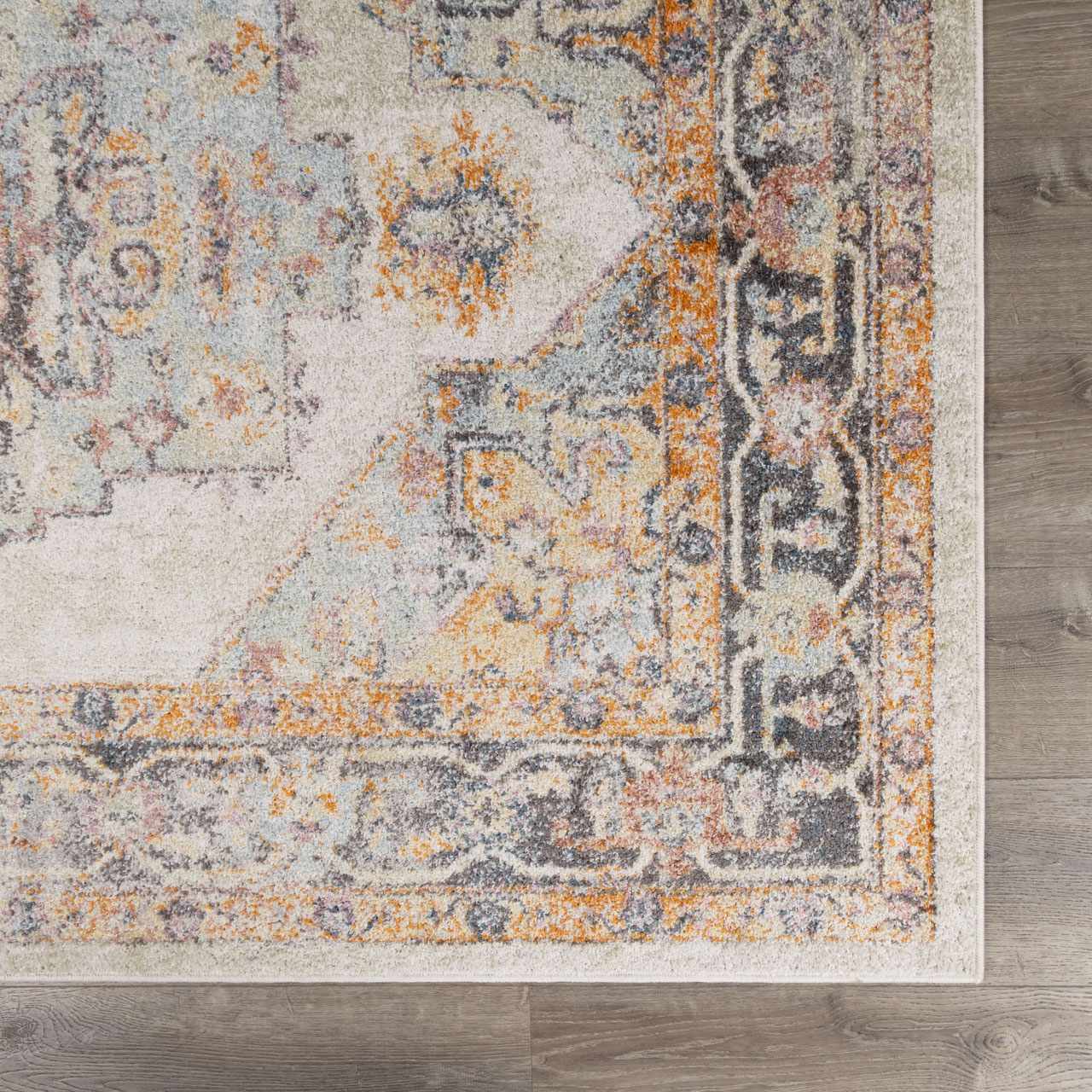Bello Area Rug  Machine Woven  Light Blue, Traditional Style