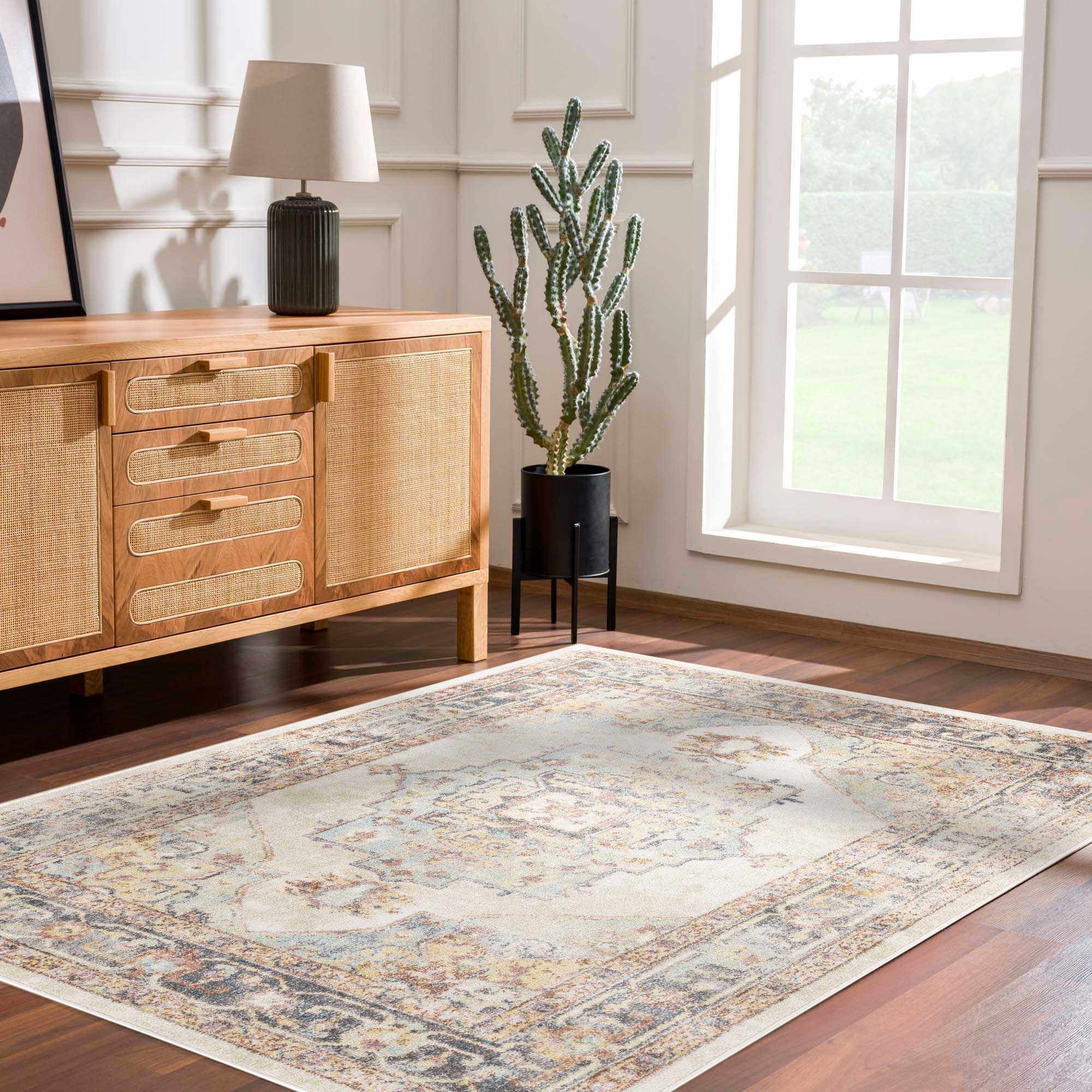 Bello Area Rug  Machine Woven  Light Blue, Traditional Style