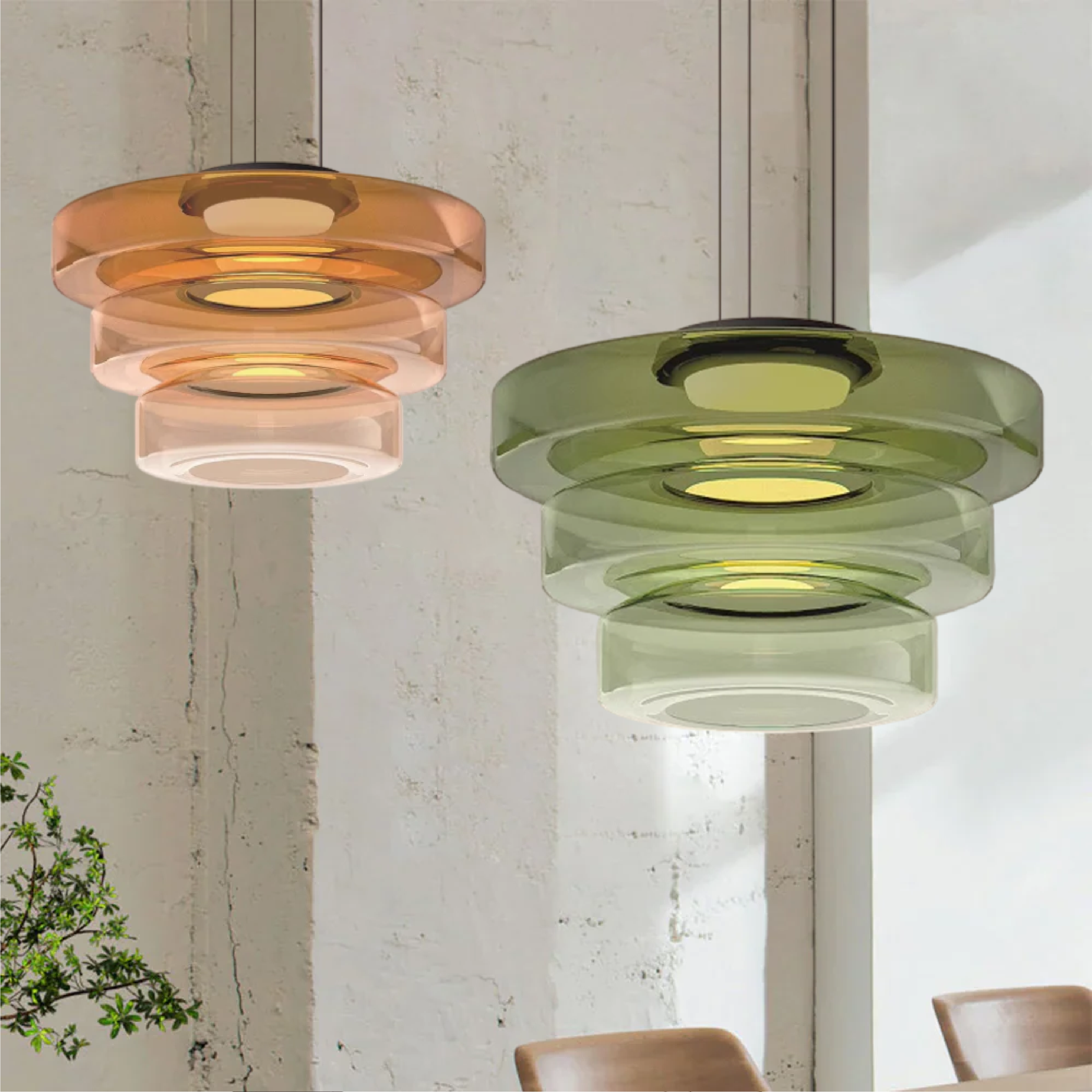 Bela Glass Pendant Lamp | Bauhaus Style, Adjustable Hanging Design