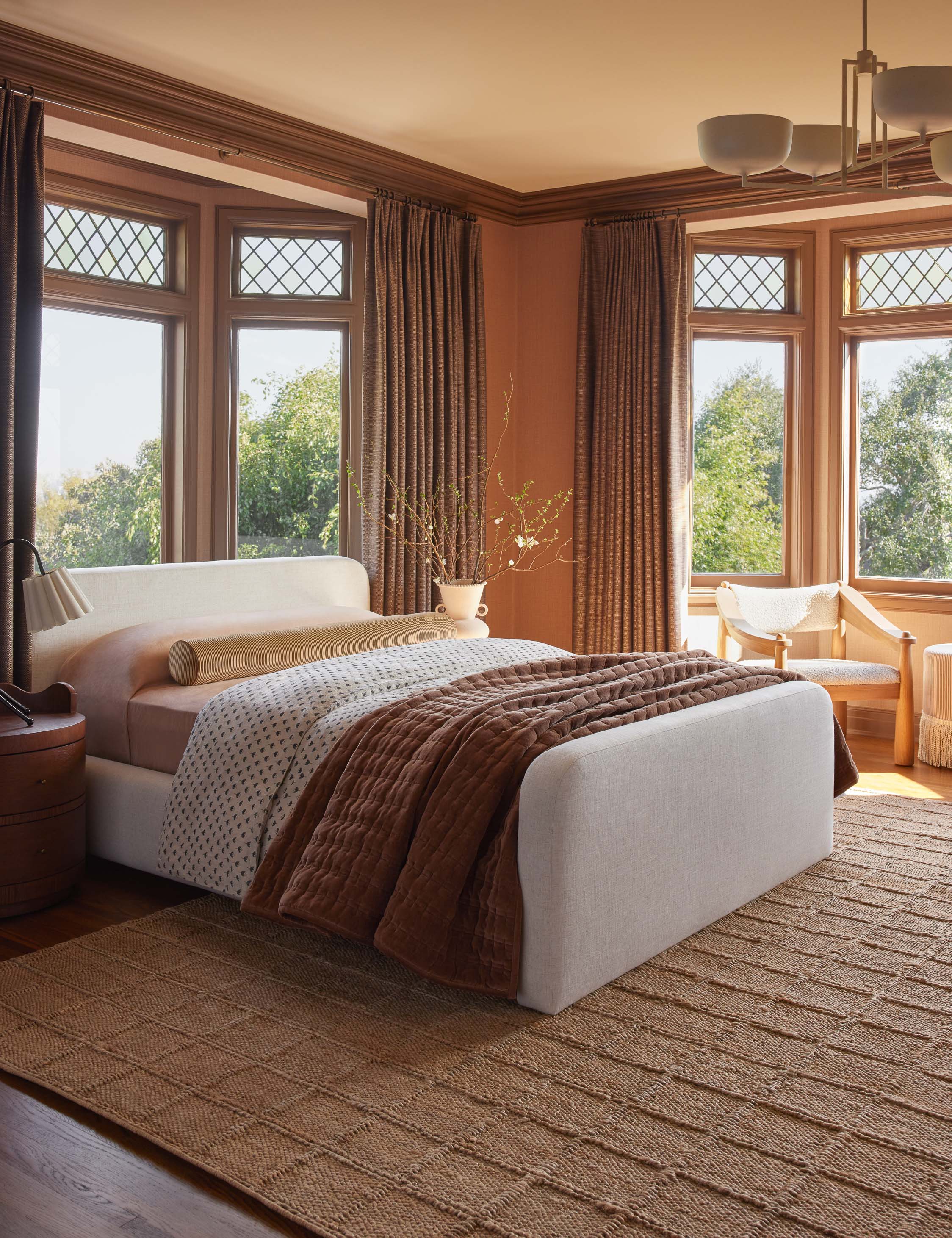 Bela Upholstered Bed | Low Rounded Headboard, Raised Footboard