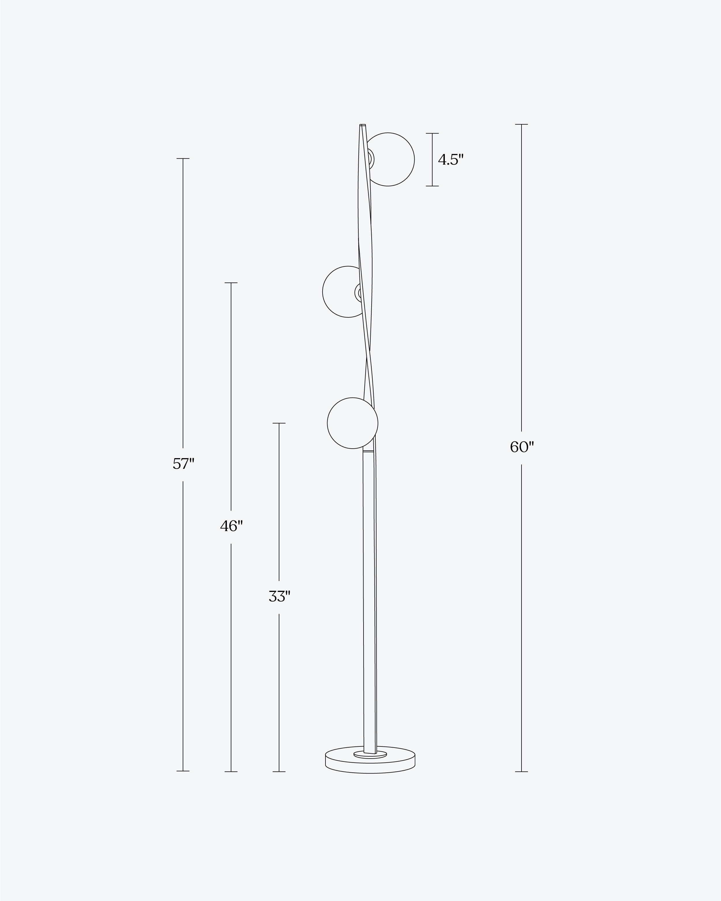 Navi Floor Lamp | Dimmable LED Globes, Twisted Brass Design
