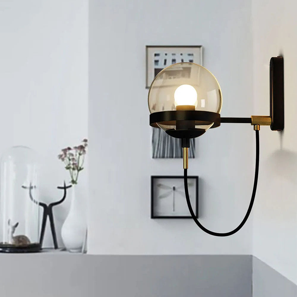 Bello Wandlamp | Retro Glazen Bol met Industrieel Ontwerp