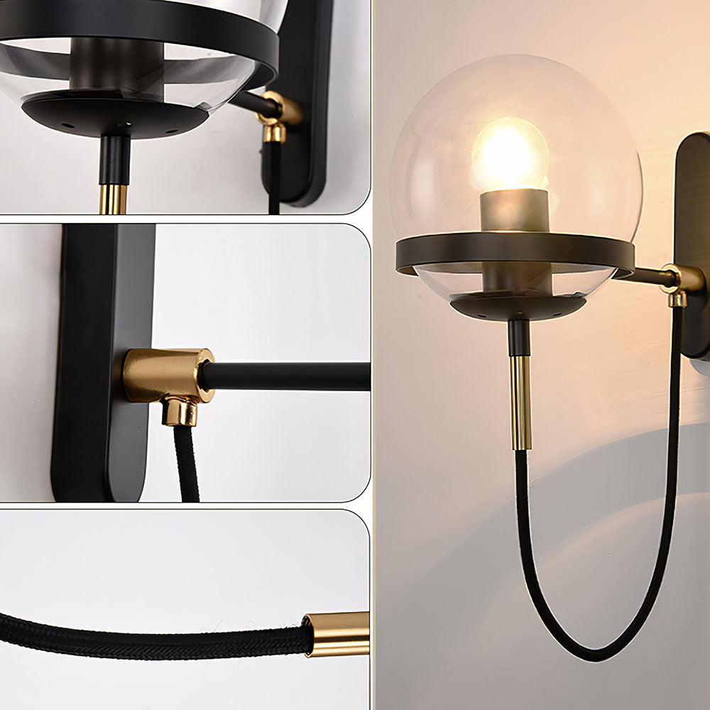 Bello Wandlamp | Retro Glazen Bol met Industrieel Ontwerp