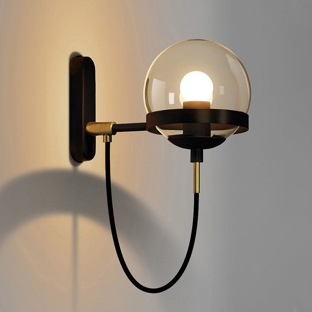 Bello Wandlamp | Retro Glazen Bol met Industrieel Ontwerp