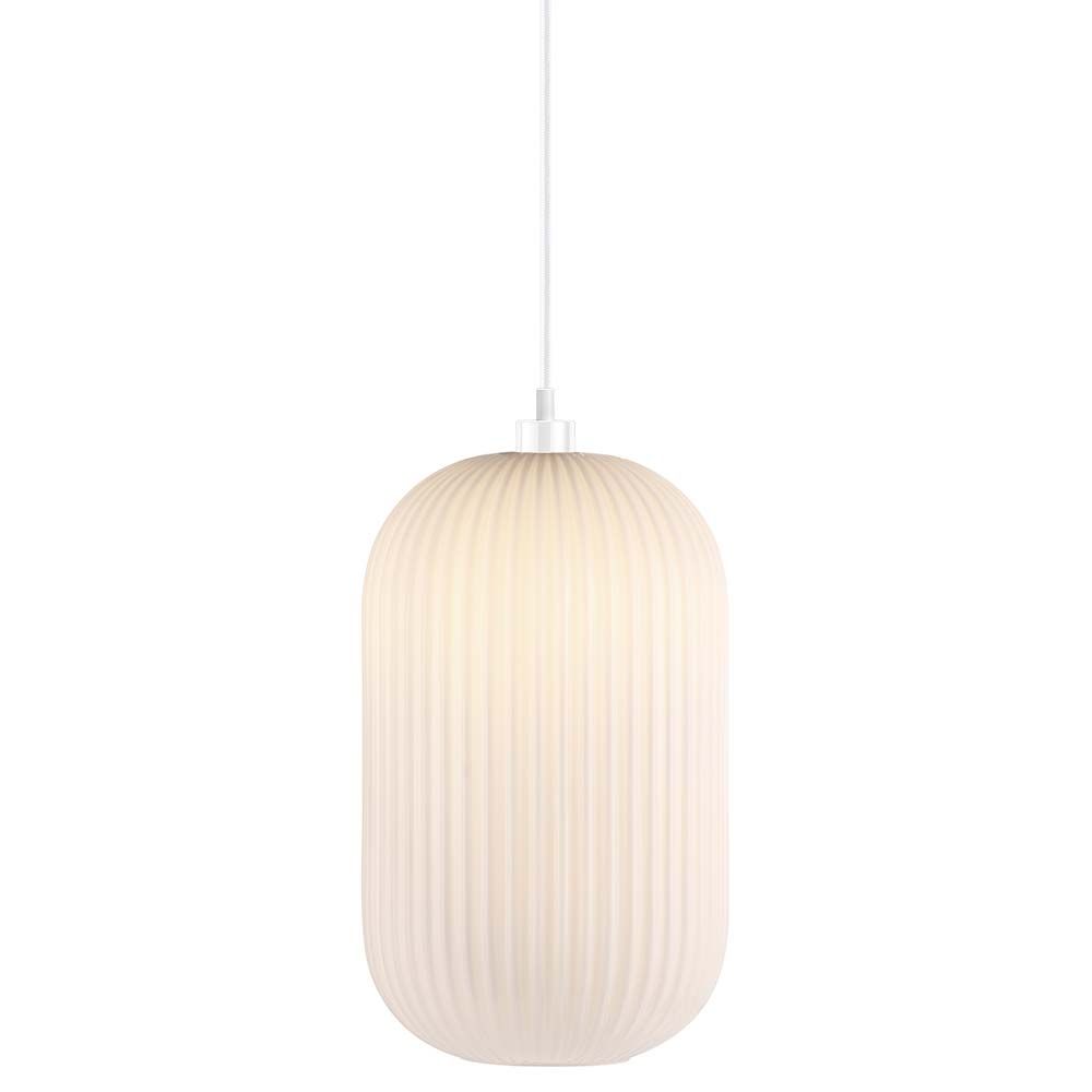 Milo Pendant Light | Handcrafted Opal Glass, Ribbed Texture