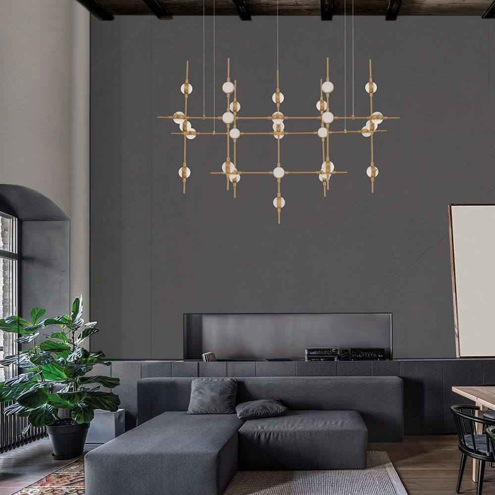 Atomo LED Pendant Light | Dimmable Gold Metal & Acrylic Design