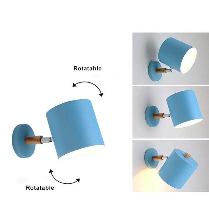 Rotatable Nordic Macaron Cylinder Wall Sconce Lamp - 1 Light