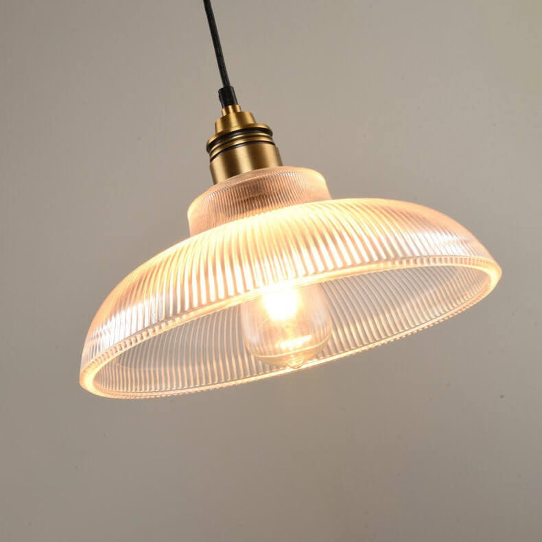 Retro Striped Glass Pendant Light with 1-Lamp Design