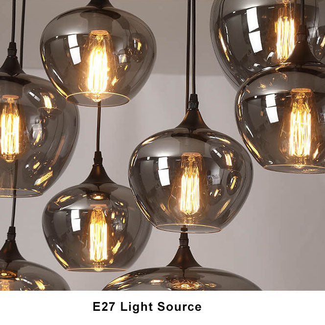 Contemporary Smoke Gray Glass LED Pendant Light with Single Bulb