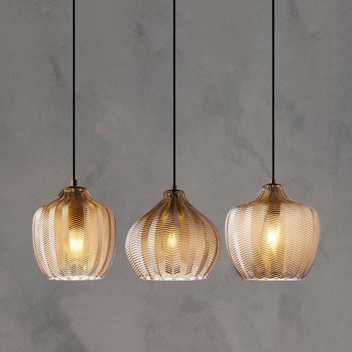 Nordic Wavy Glass 1-Light Barrel Pendant with Textured Finish