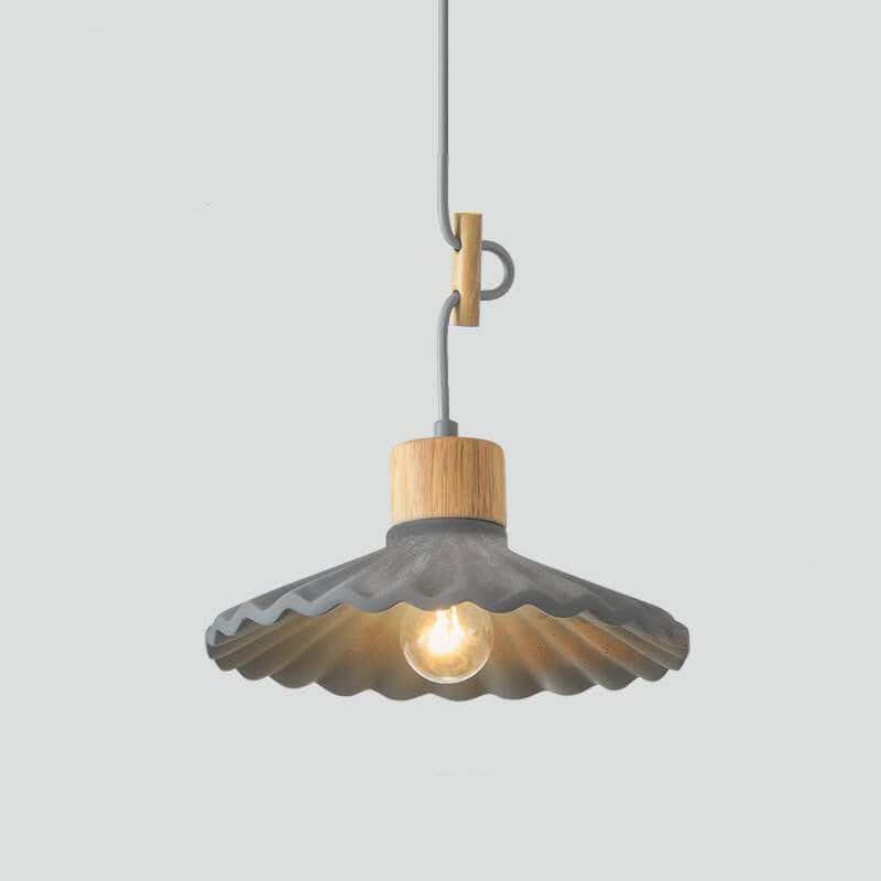 Contemporary Macaron Cement Scalloped 1-Light Pendant Lamp for Living Room