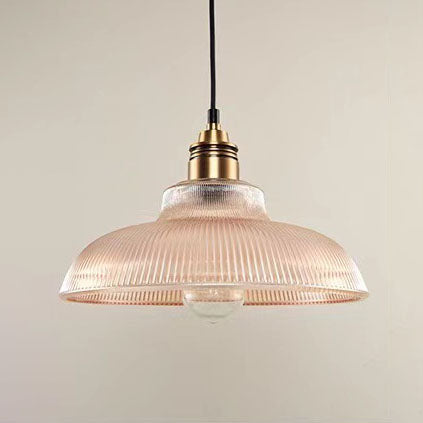Retro Striped Glass Pendant Light with 1-Lamp Design