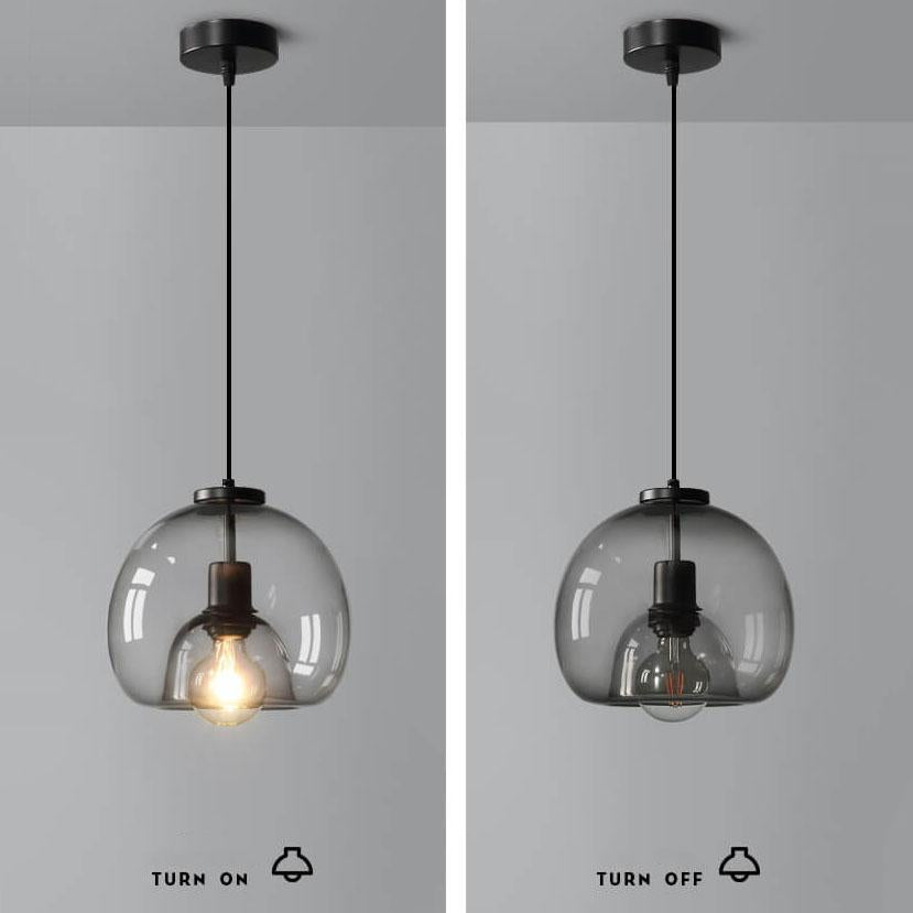 Elegant Smoke Gray Hand-Blown Glass Dome Pendant Light - 1-Light Design