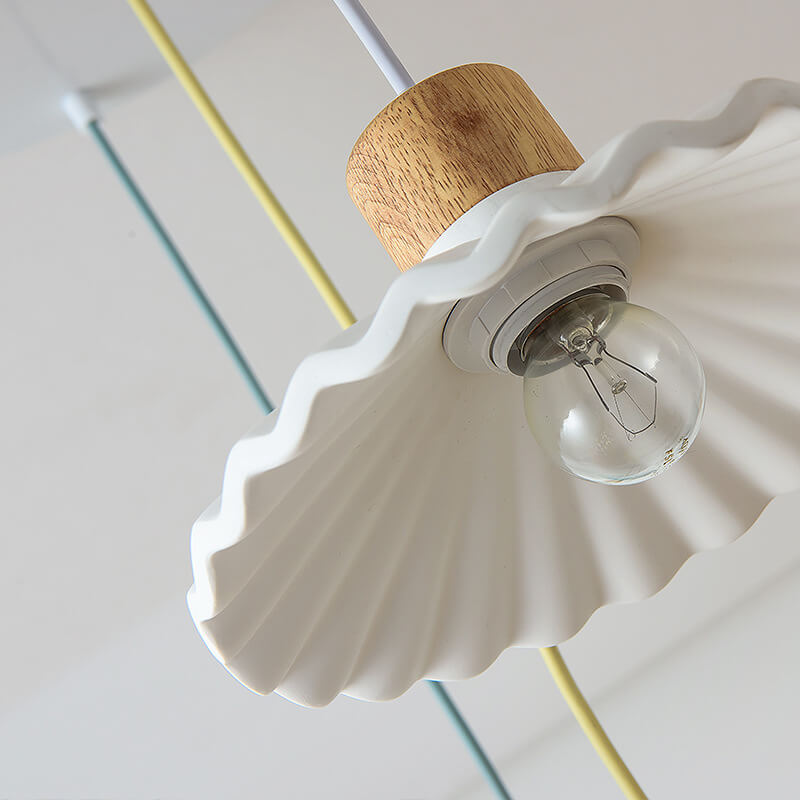 Contemporary Macaron Cement Scalloped 1-Light Pendant Lamp for Living Room