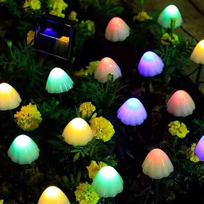 Modern Solar LED Mushroom String Lights for Outdoor Patios