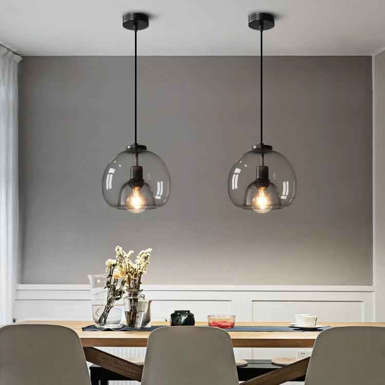 Elegant Smoke Gray Hand-Blown Glass Dome Pendant Light - 1-Light Design