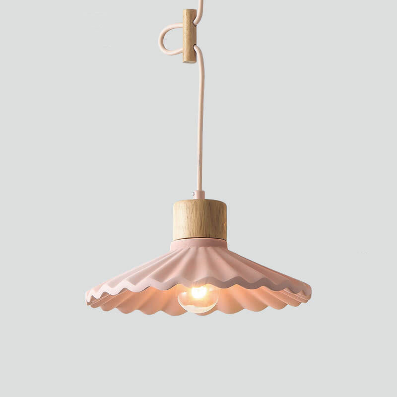 Contemporary Macaron Cement Scalloped 1-Light Pendant Lamp for Living Room