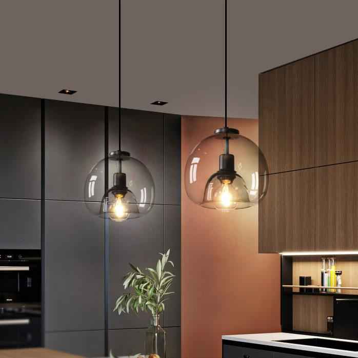 Elegant Smoke Gray Hand-Blown Glass Dome Pendant Light - 1-Light Design