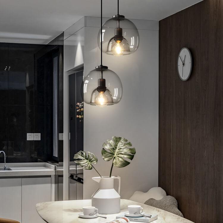 Elegant Smoke Gray Hand-Blown Glass Dome Pendant Light - 1-Light Design