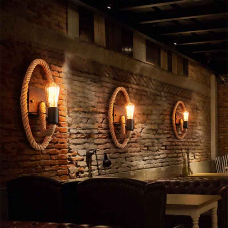 Retro Hemp Rope 1-Light Wall Sconce Lamp - Dual Design Options