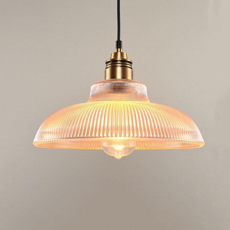 Retro Striped Glass Pendant Light with 1-Lamp Design