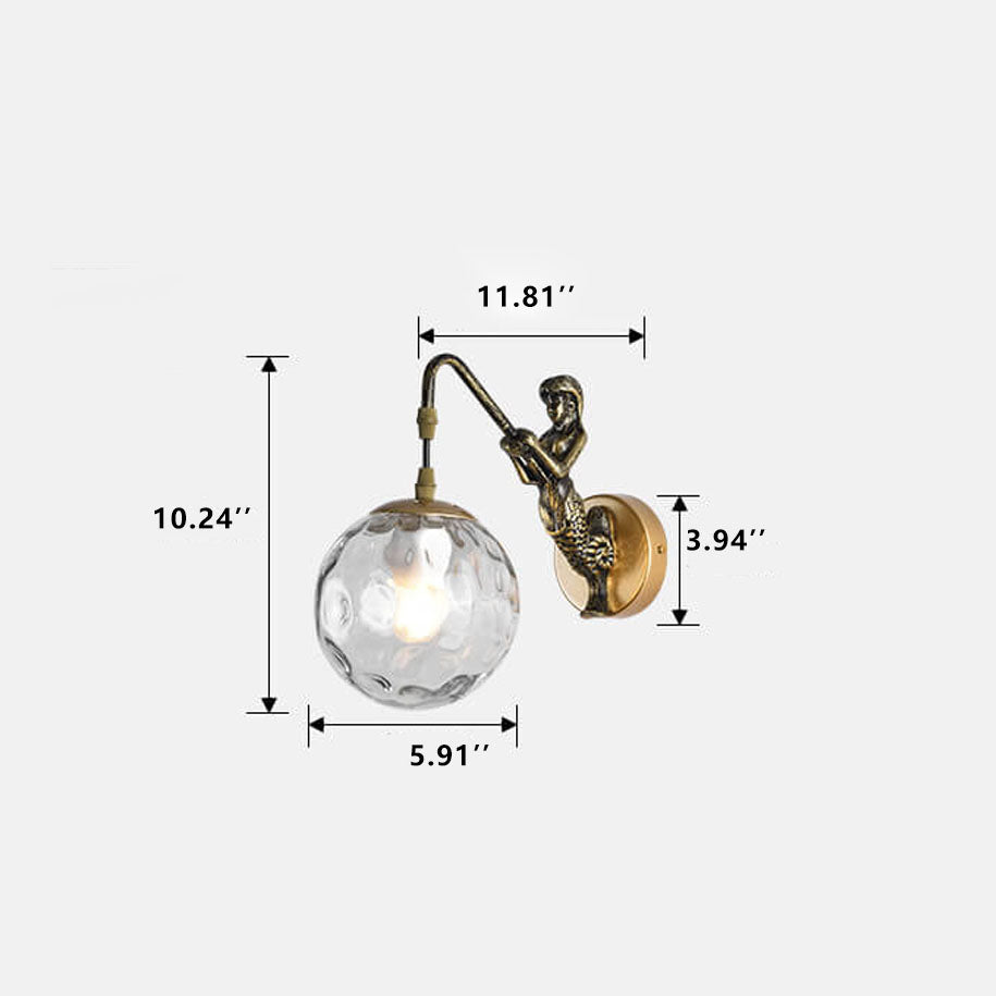 Rustic Vintage Mermaid 1-Light Wall Sconce Lamp