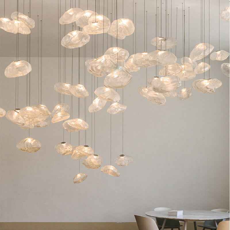 Contemporary Cloud-Shaped Glass 1-Light Pendant Suspension Light