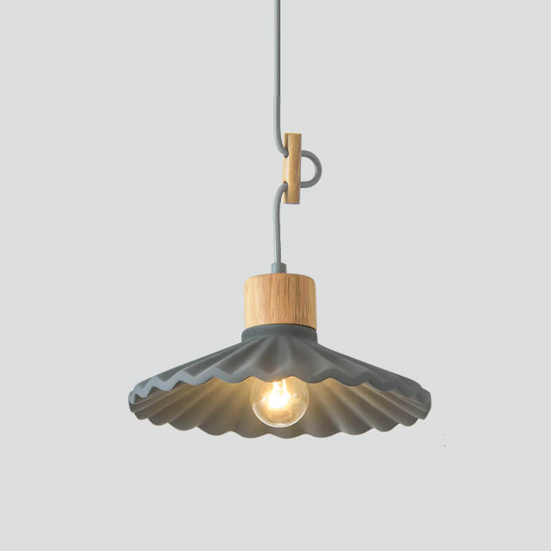 Contemporary Macaron Cement Scalloped 1-Light Pendant Lamp for Living Room