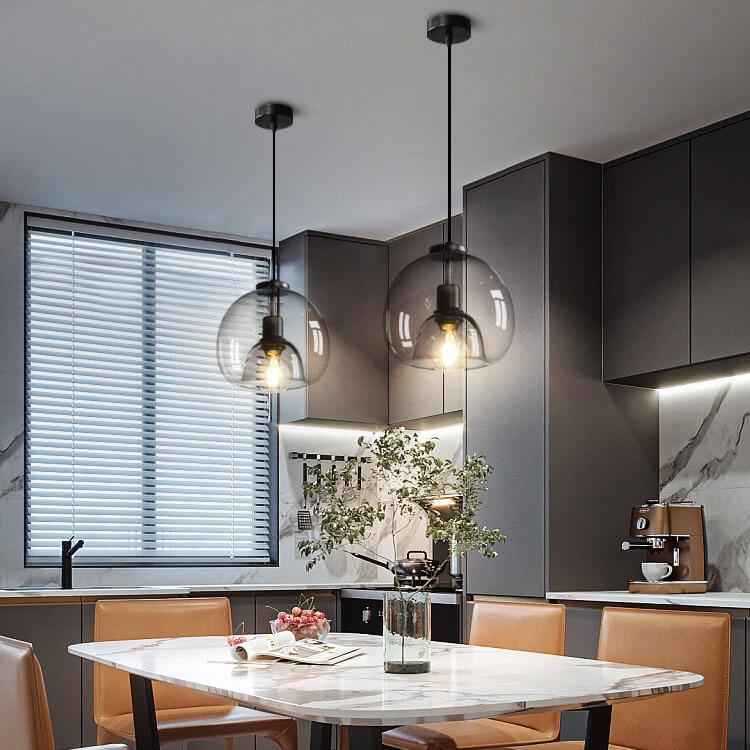 Elegant Smoke Gray Hand-Blown Glass Dome Pendant Light - 1-Light Design