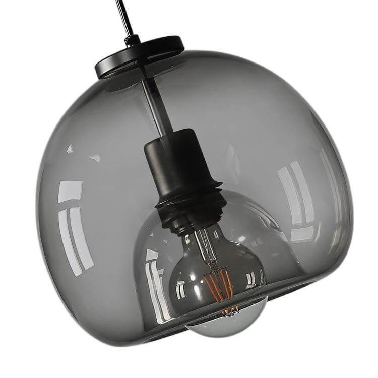 Elegant Smoke Gray Hand-Blown Glass Dome Pendant Light - 1-Light Design