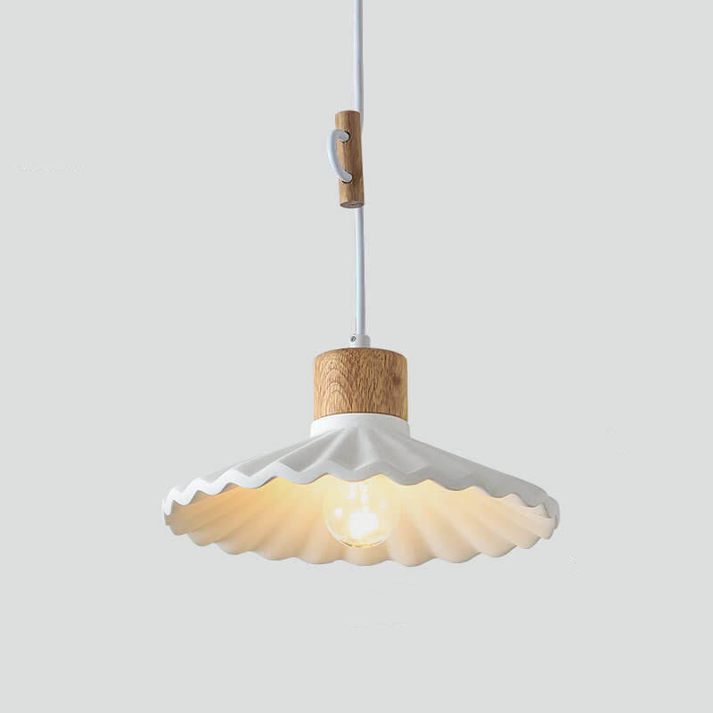 Contemporary Macaron Cement Scalloped 1-Light Pendant Lamp for Living Room
