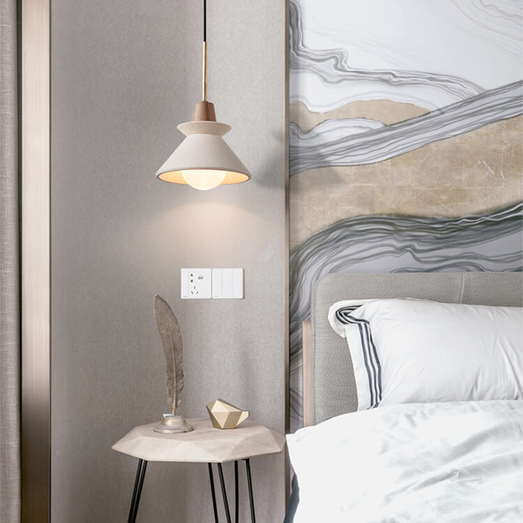 Minimalist Nordic White Cement Tapered Pendant Light - 1-Light