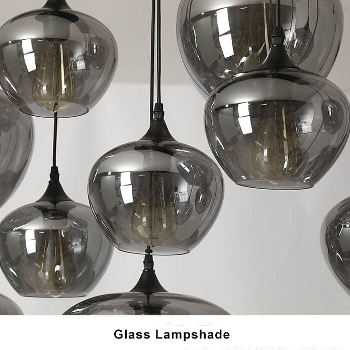 Contemporary Smoke Gray Glass LED Pendant Light with Single Bulb