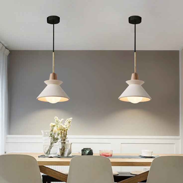 Minimalist Nordic White Cement Tapered Pendant Light - 1-Light