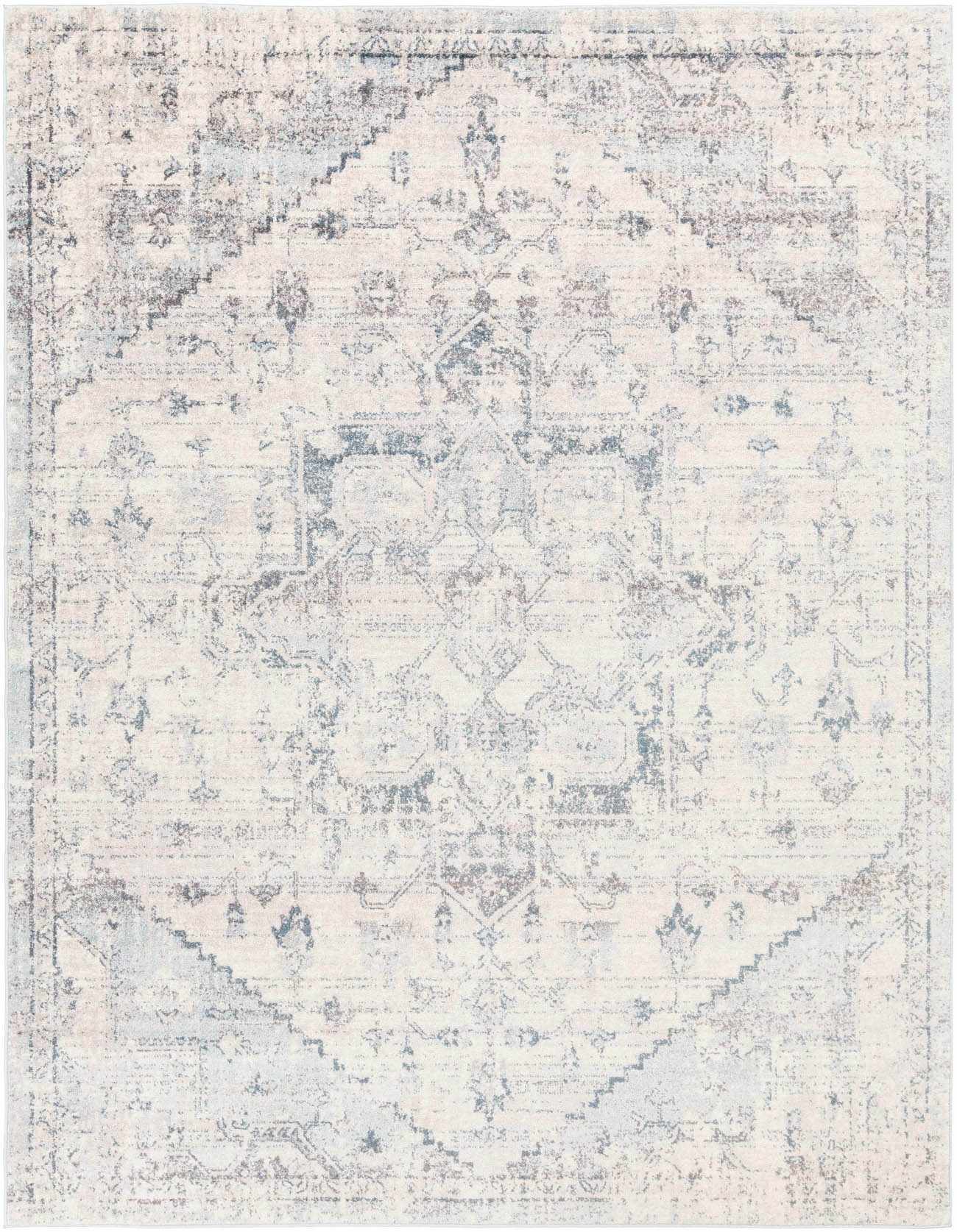 Oriana Area Rug  Persian Medallion, Machine Woven, Light Gray