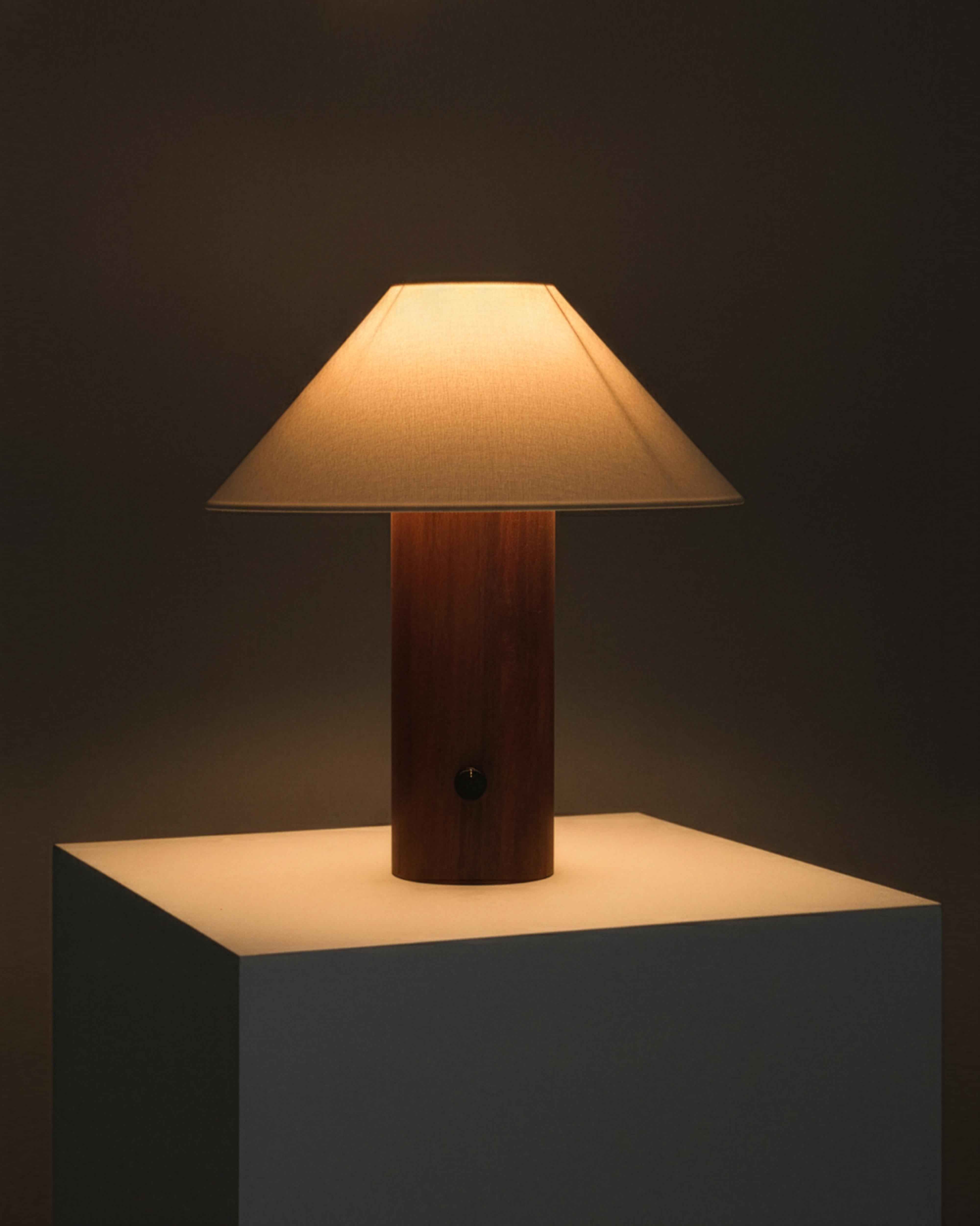 Oriana Table Lamp | Solid Wood Column, Fabric Shade