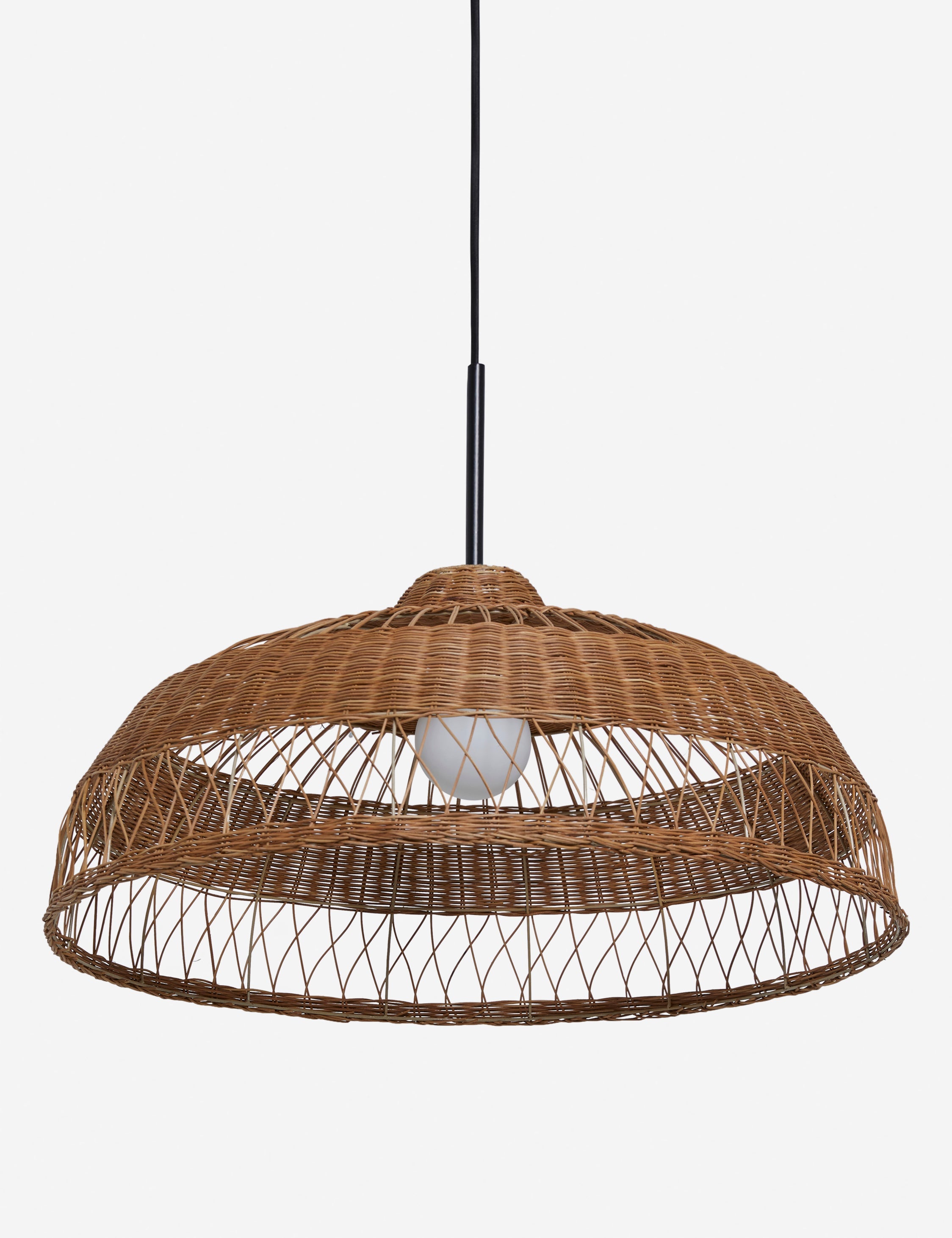 Oriana Wicker Pendant Light | Woven Openings, Warm Glow