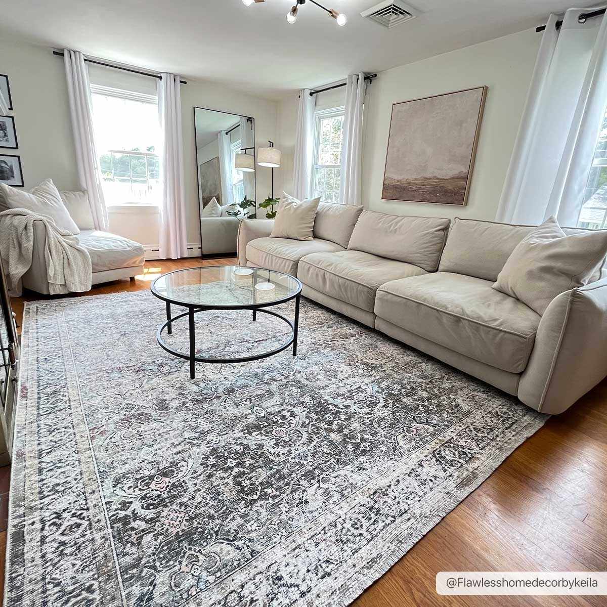 Olivio Washable Area Rug  Vintage Design, Soft Polyester