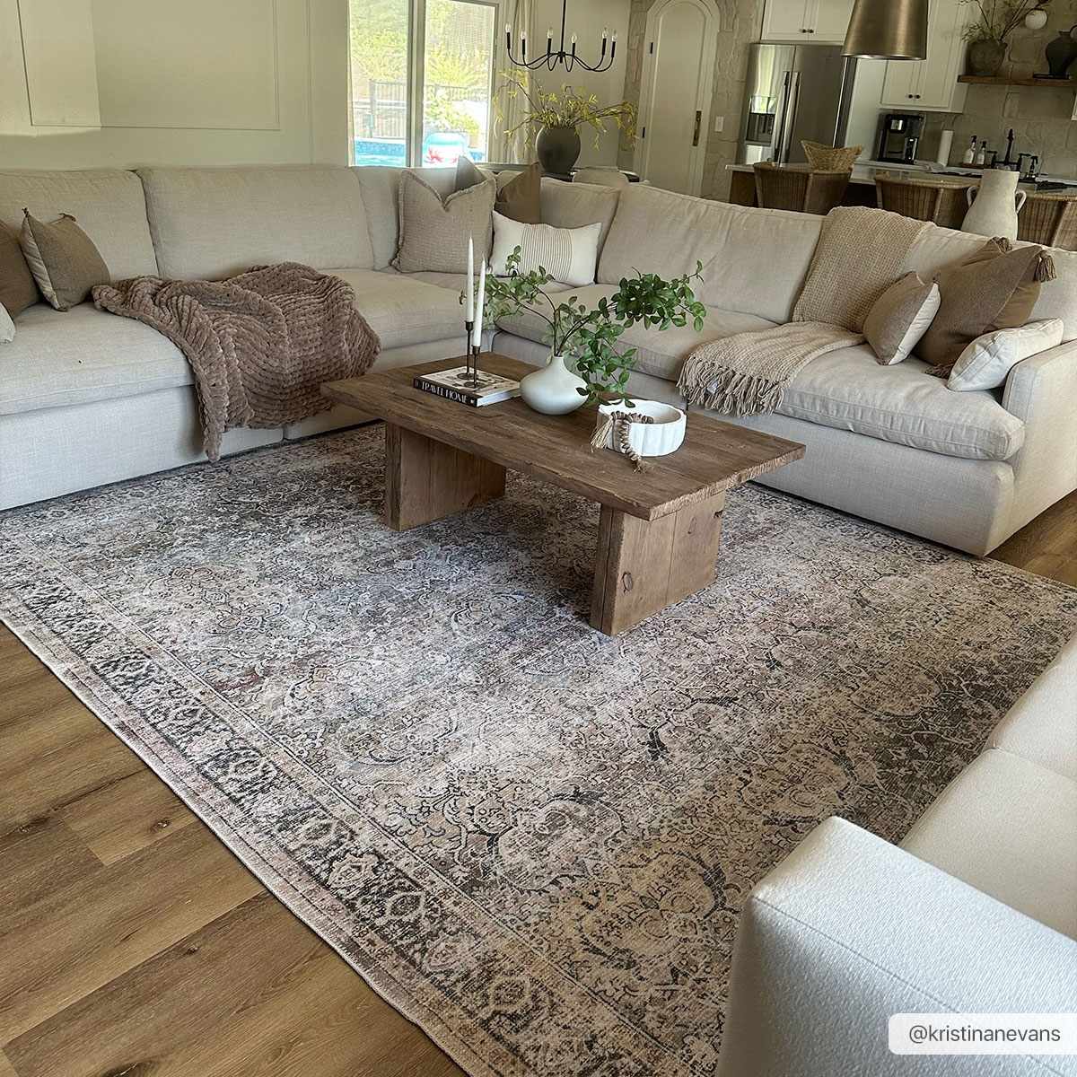Olivio Washable Area Rug  Vintage Design, Soft Polyester