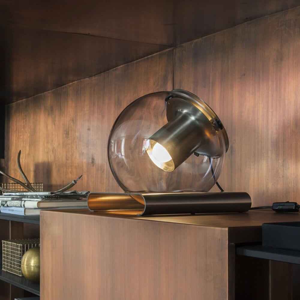 Oluce Table Lamp | Antique Gold Globe Design